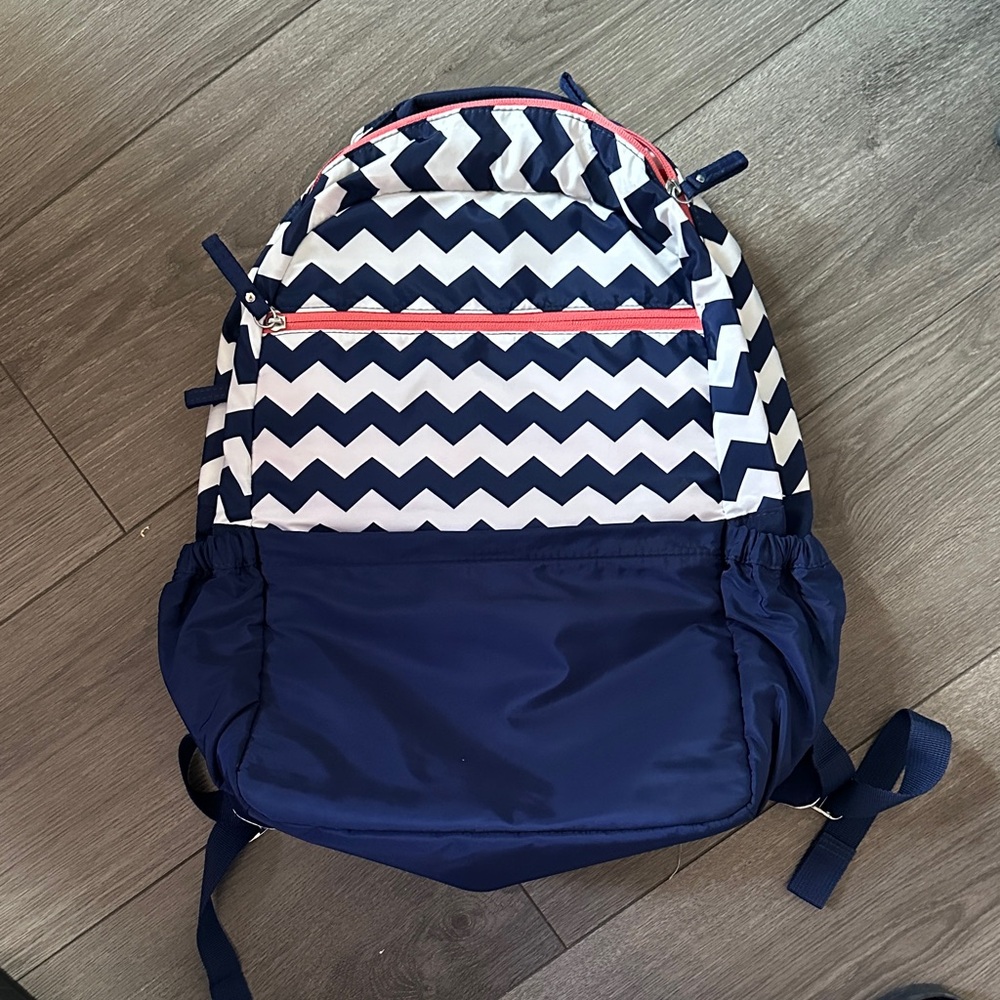 Studio C Navy and White Chevron Backpack